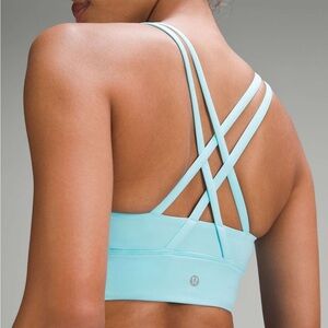 Lululemon Energy Longline sports bra in cyan blue
